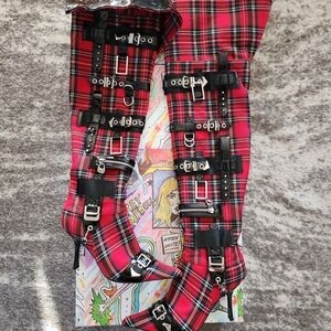 Jeffrey Campbell Red Plaid Over the Knee Boots Sz 7.5